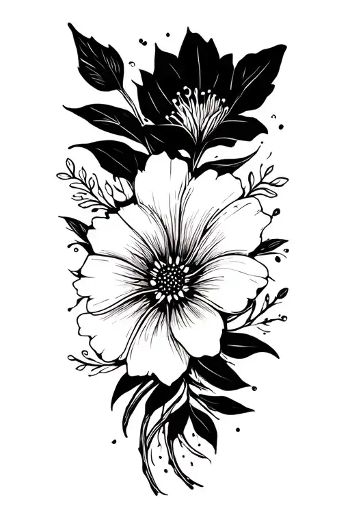 fine line tattoo WiTH the flowers from the birth months April November July October july tattoo design idea
