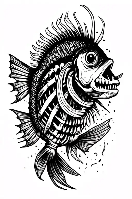 Fish skeleton tattoo design idea