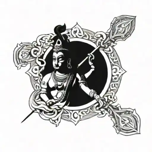 god shiva trishul with center prong as god murugan's spear tattoo design idea