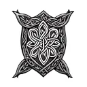 Celtic shield knot with Celtic pattern border tattoo design idea