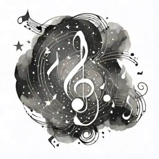 A tattoo design featuring a constellation of stars shaped like musical notes, symbolizing the harmony between music and space tattoo design idea