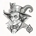 half willy wonka half cartoon devil portrait tattoo design idea