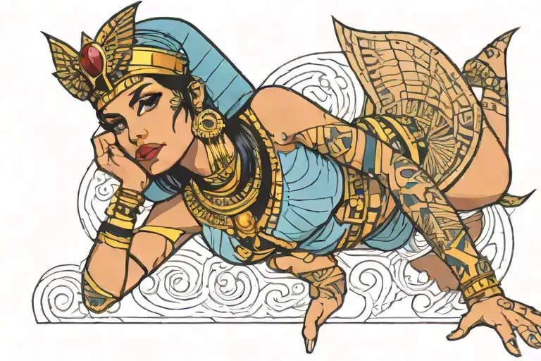 Beautiful girl wearing a Cleopatra tattoo design idea