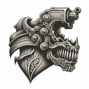 man drill lock tattoo design idea