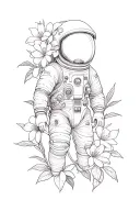 Astronaut Azalea flower tattoo design idea