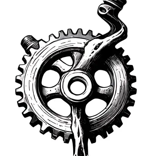 gear that is fused with a bone that then comes straight out tattoo design idea