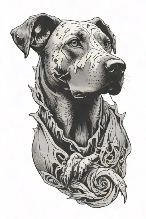 dog anatomy rectangle frame tattoo design idea