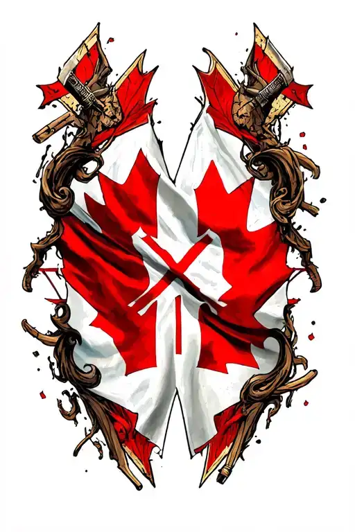 Canadian flag with x-men logo incorporated within the design tattoo design idea