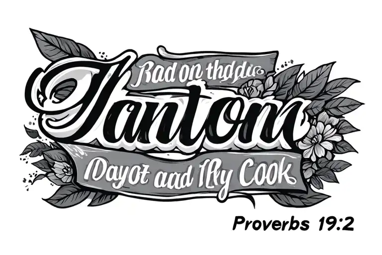 The name payton cook in hand writing with the bible quote proverbs 19:22 tattoo design idea