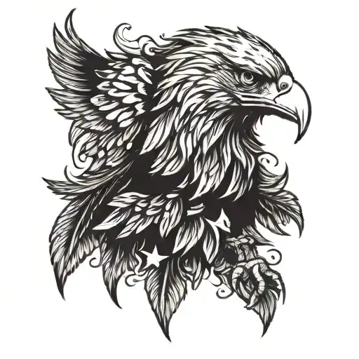 A fierce eagle with the Albanian flag in its talons, symbolizing strength and patriotism tattoo design idea
