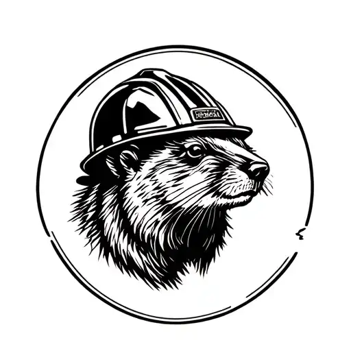 beaver in hard hat tattoo design idea