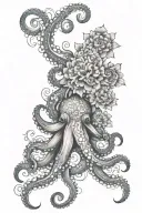Octopus hugging flower mandala tattoo design idea