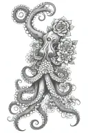 Octopus hugging flower mandala tattoo design idea