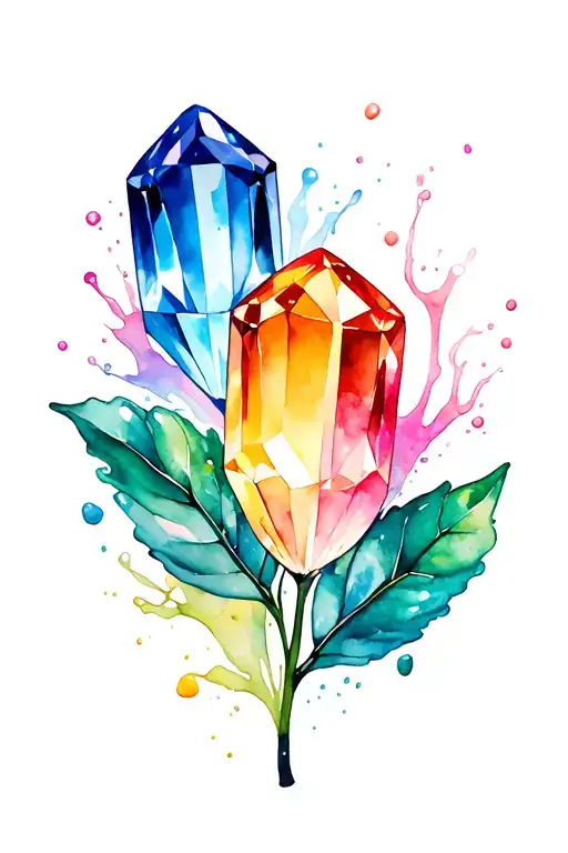August and November birthstone watercolor splash tattoo design idea