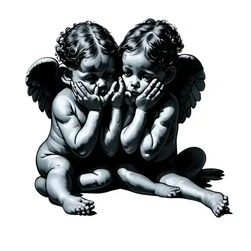 see no evil hear see speak no evil 3 baby angels tattoo design idea