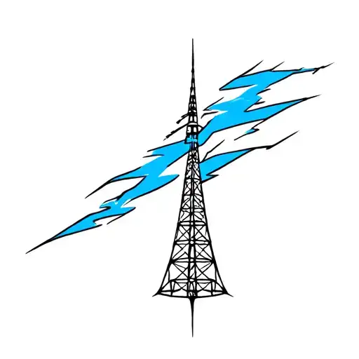 military radio tower with Lightnings tattoo design idea