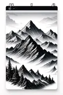 seasons changing mountain range tattoo design idea