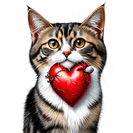 Paw impression of my cat in a realistic heart tattoo design idea
