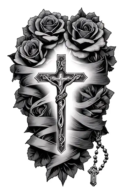 rosary wrapped tattoo design idea