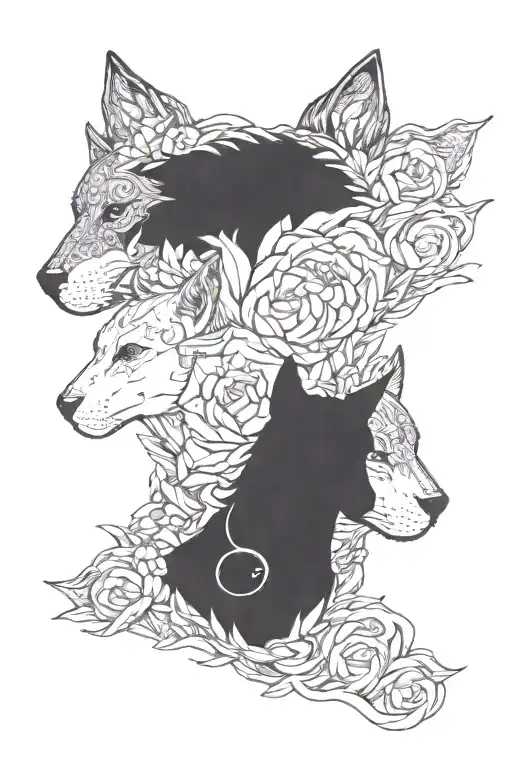 silhouette of cat ears, dog ears and horse ears no bodies* tattoo design idea