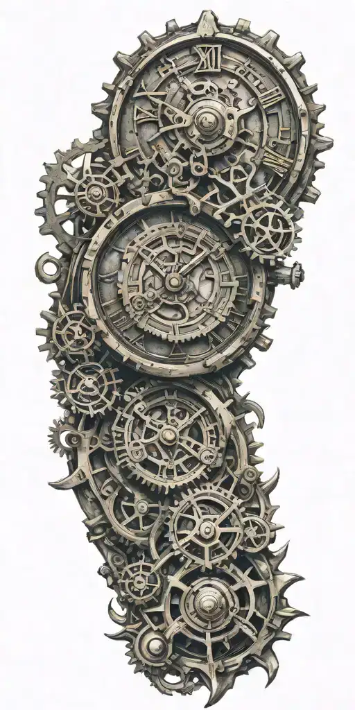Steampunk clock with gears tattoo design idea