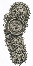 Steampunk clock with gears tattoo design idea