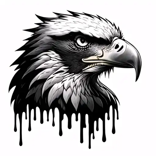 eagle face and half clock melting tattoo design idea