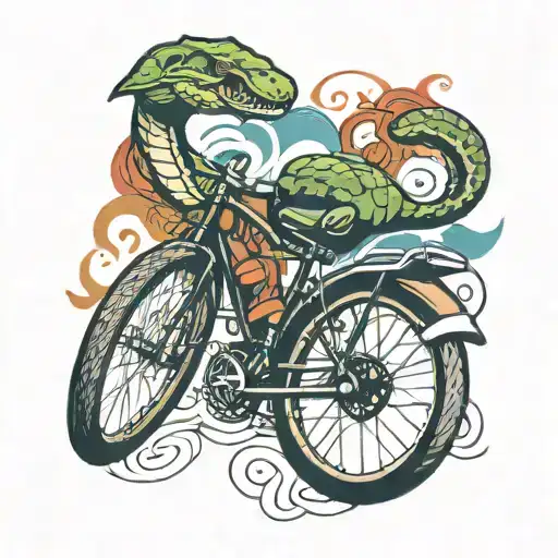 bicycle, fitness, music, protector, boxing gloves, snake shedding skin tattoo design idea