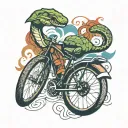 bicycle, fitness, music, protector, boxing gloves, snake shedding skin tattoo design idea