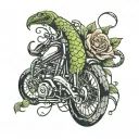 bicycle, fitness, music, protector, boxing gloves, snake shedding skin tattoo design idea