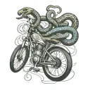 bicycle, fitness, music, protector, boxing gloves, snake shedding skin tattoo design idea