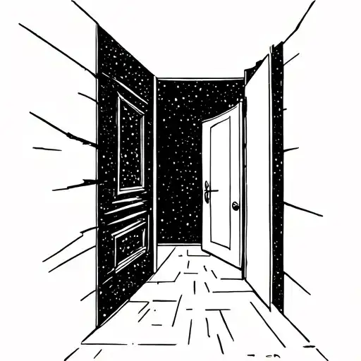 inside a dark room the door cracks open allowing light in tattoo design idea