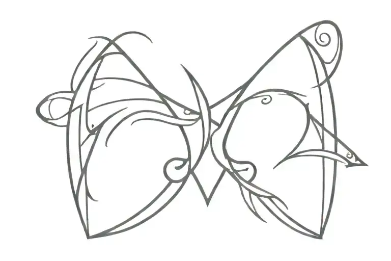 devil heart line tribal tattoo design idea
