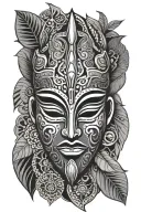 African mask surrounded tattoo design idea