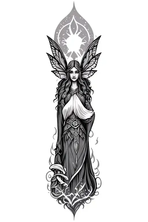 viking fairy themed couples ring finger tattoo tattoo design idea