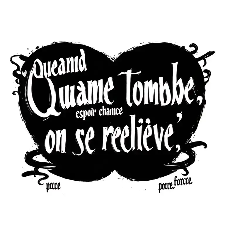 "Quand on tombe, on se relève " espoir chance pouvoir force tattoo design idea