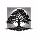 Geometric elm tree tattoo design idea