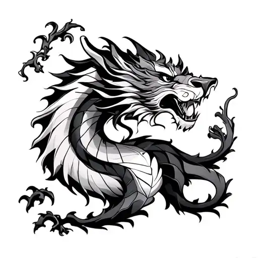 Leo and Dragon good on the floor tattoo design idea