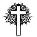 cross and roses surrounding tattoo design idea