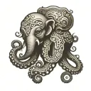 octopus with elephant head tattoo design idea