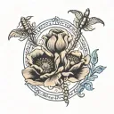 Poppy and astrological sign Scorpio and number 1 tattoo design idea