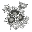 Poppy and astrological sign Scorpio and number 1 tattoo design idea