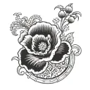 Poppy and astrological sign Scorpio and number 1 tattoo design idea