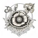 Poppy and astrological sign Scorpio and number 1 tattoo design idea