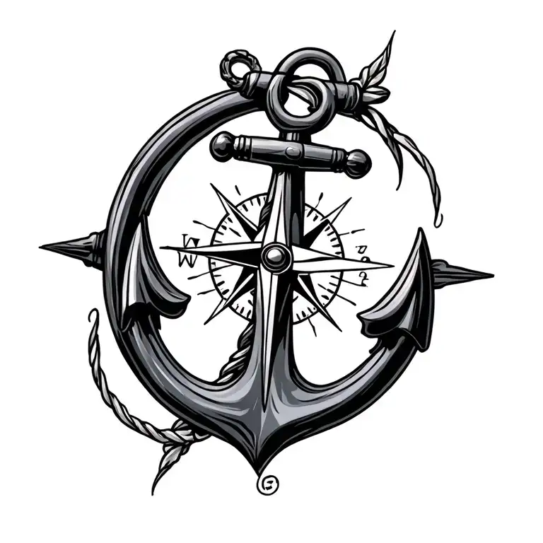 seafarer anchor compass tattoo design idea