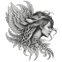 roots and wings tattoo design idea