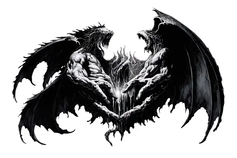 Through the darkness of the hell does not pass through the light of the paradise will never arrive tattoo design idea