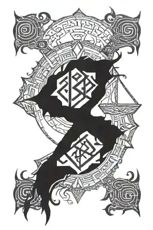 helm of awe and terror viking runes tattoo design idea