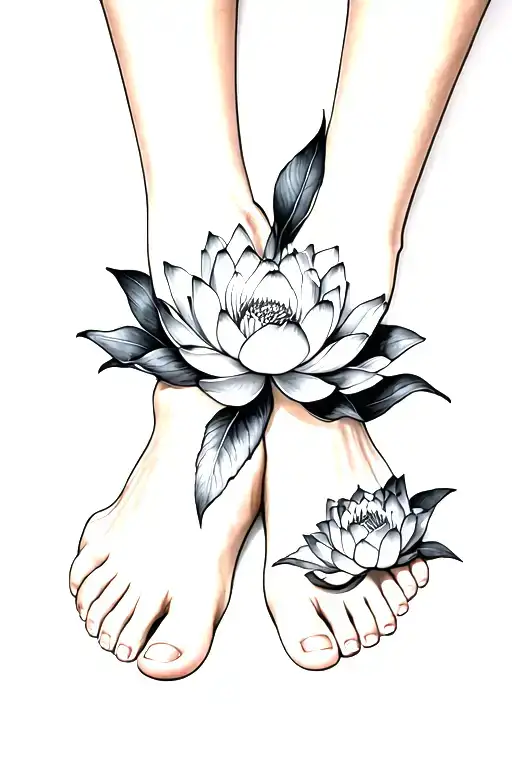 Lotus and lark feet tattoo design idea