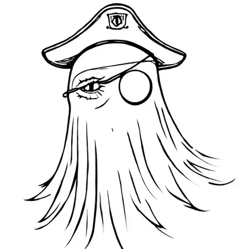 ghost with a eye patch and a captain hat  tattoo design idea